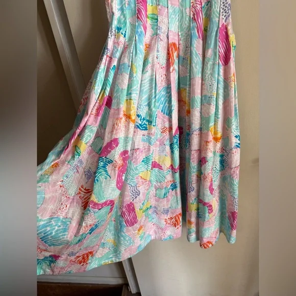 HUNTER BELL NY Braden Self-tie Pleated Midi Dress In Painterly Rainbow size 4